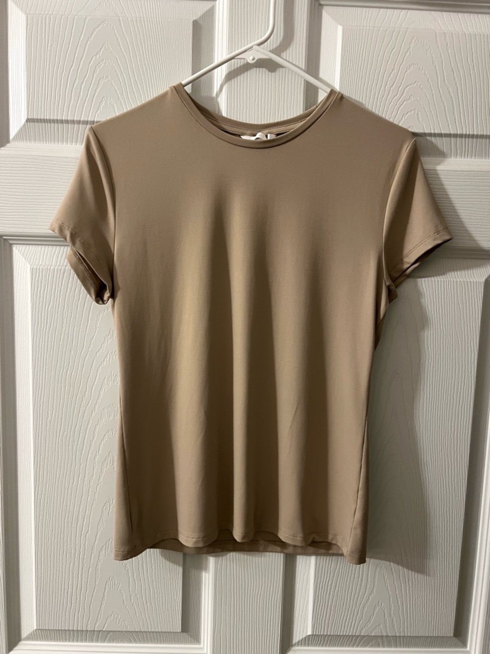Taupe Classic Crewneck Short Sleeve Top